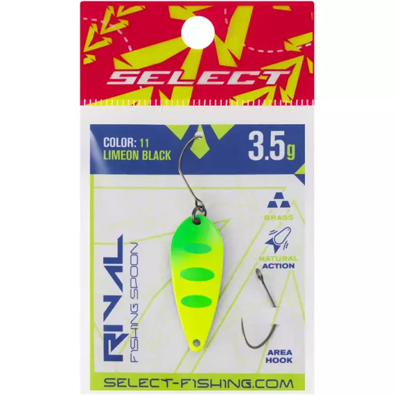 Блешня Select Rival 3.5g 34mm #11 LimeON Black, Вага блешні: 3.5, Колір блешні: #11 LimeON Black, фото , изображение 2